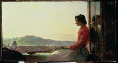 Giovannina sitzt auf einer Fensterbank